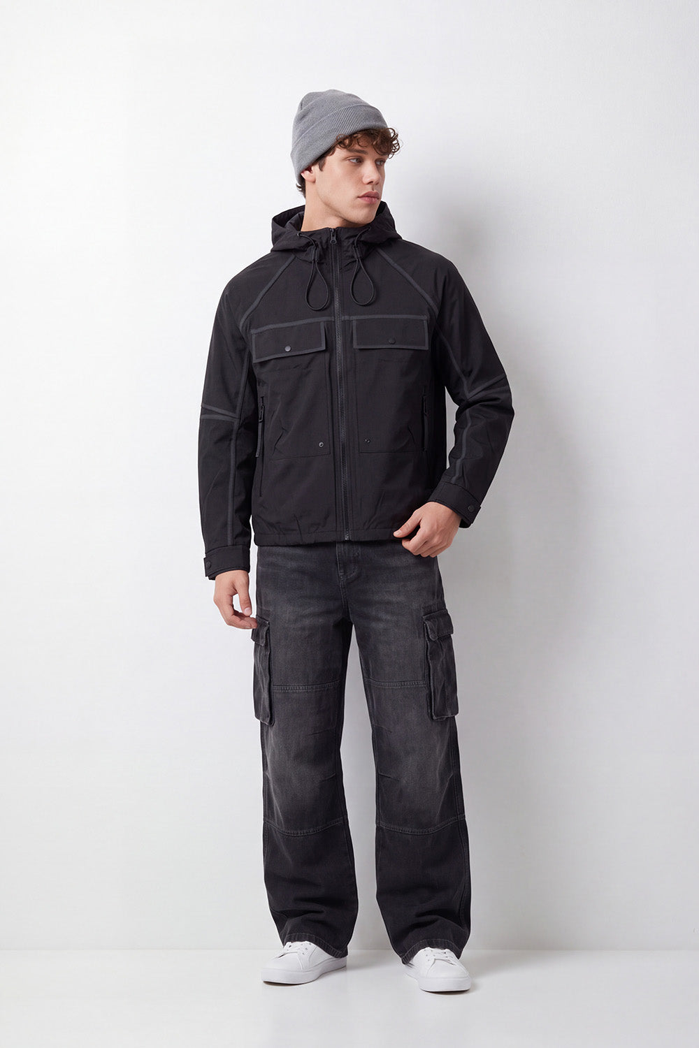 Men's Tomato Store Jacket Waterproof Slim Fit Hooded Design Utility Flap Pockets
