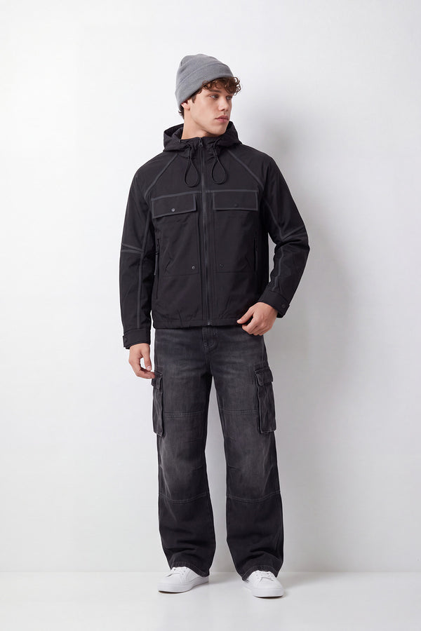 Men's Tomato Store Jacket Waterproof Slim Fit Hooded Design Utility Flap Pockets