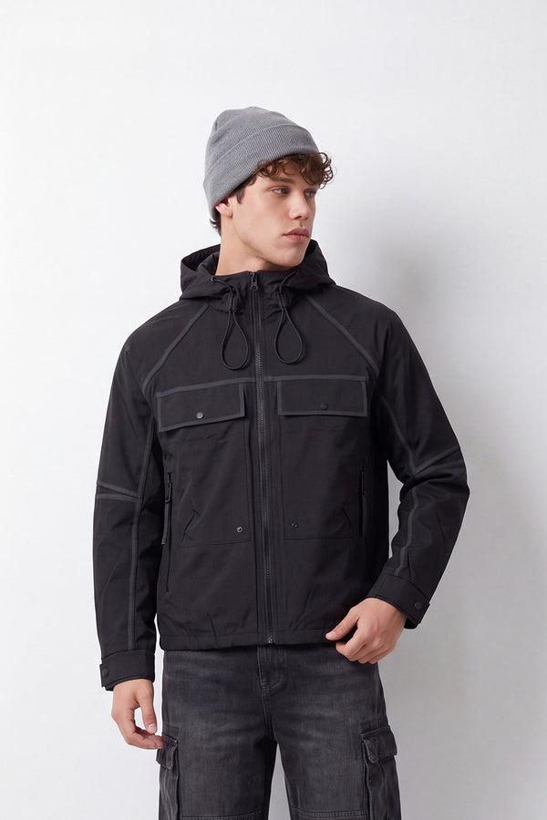 Men's Tomato Store Jacket Waterproof Slim Fit Hooded Design Utility Flap Pockets