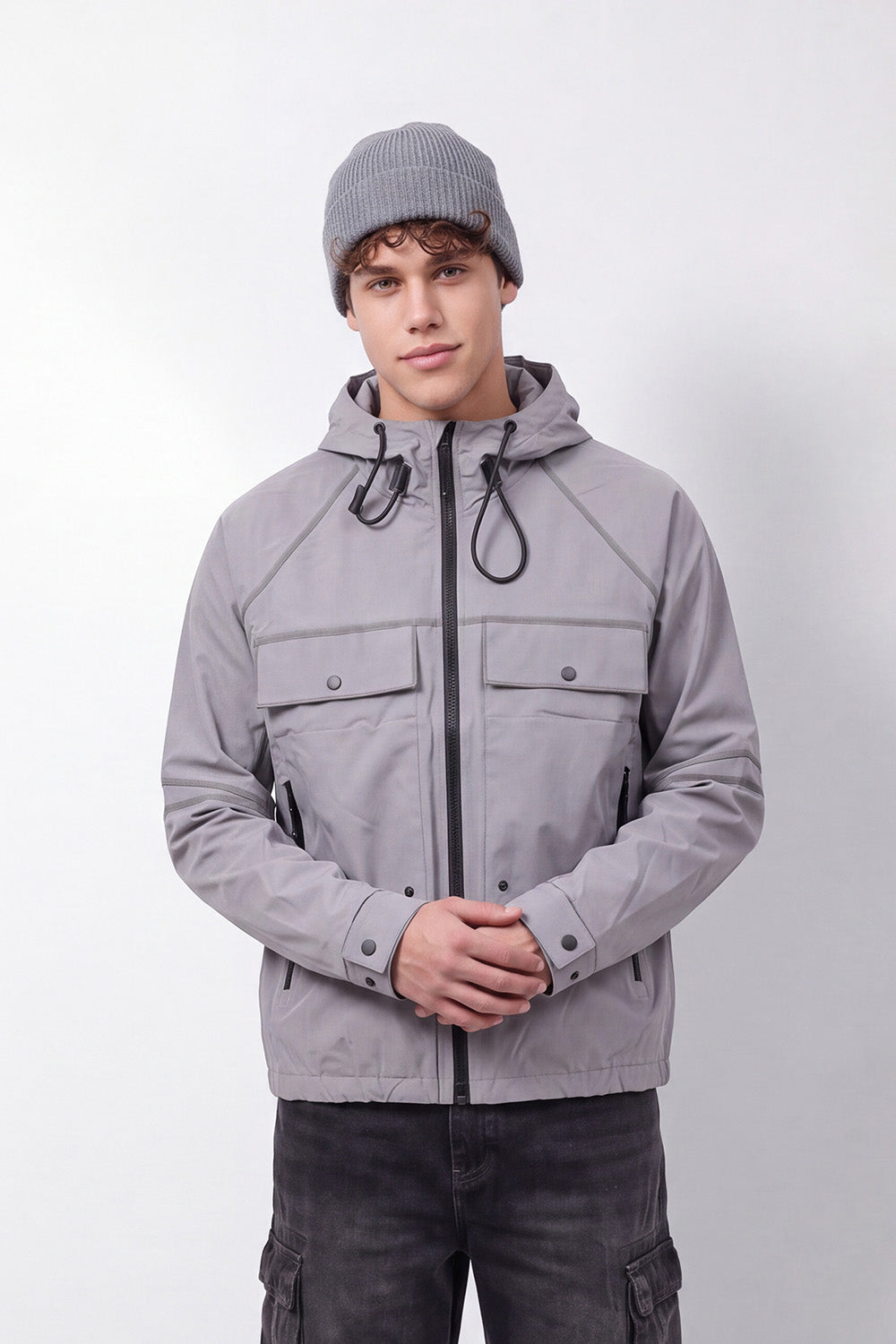 Men's Tomato Store Jacket Waterproof Slim Fit Hooded Design Utility Flap Pockets