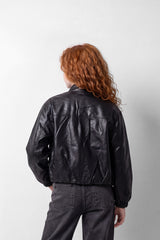 Girl's Tomato Store Box Fit Leather Jacket High Neck Full-Zip Front