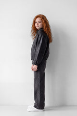Girl's Tomato Store Box Fit Leather Jacket High Neck Full-Zip Front