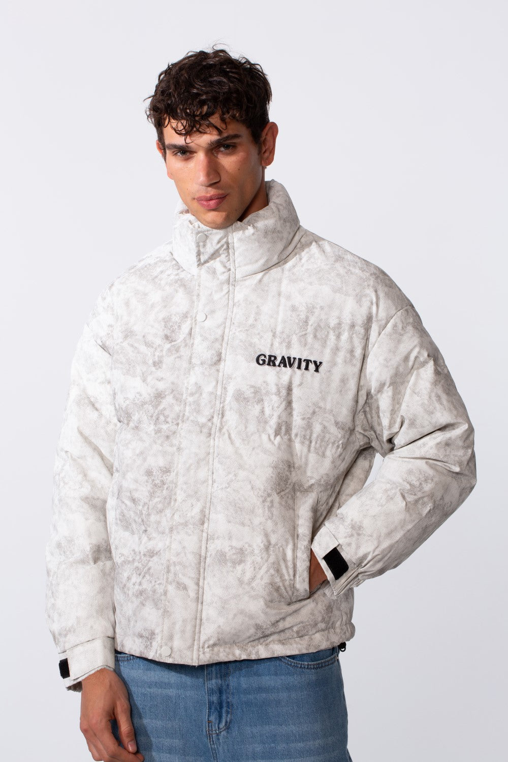 Men's Marble Wash Zip-Up Lightweight Jacket