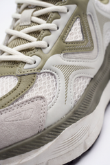 Women's Tomato Store Orbit Runner Sneakers Open Grid Texture Blended With Curved Layer Panels Triangle Side Detail Duck Shoes