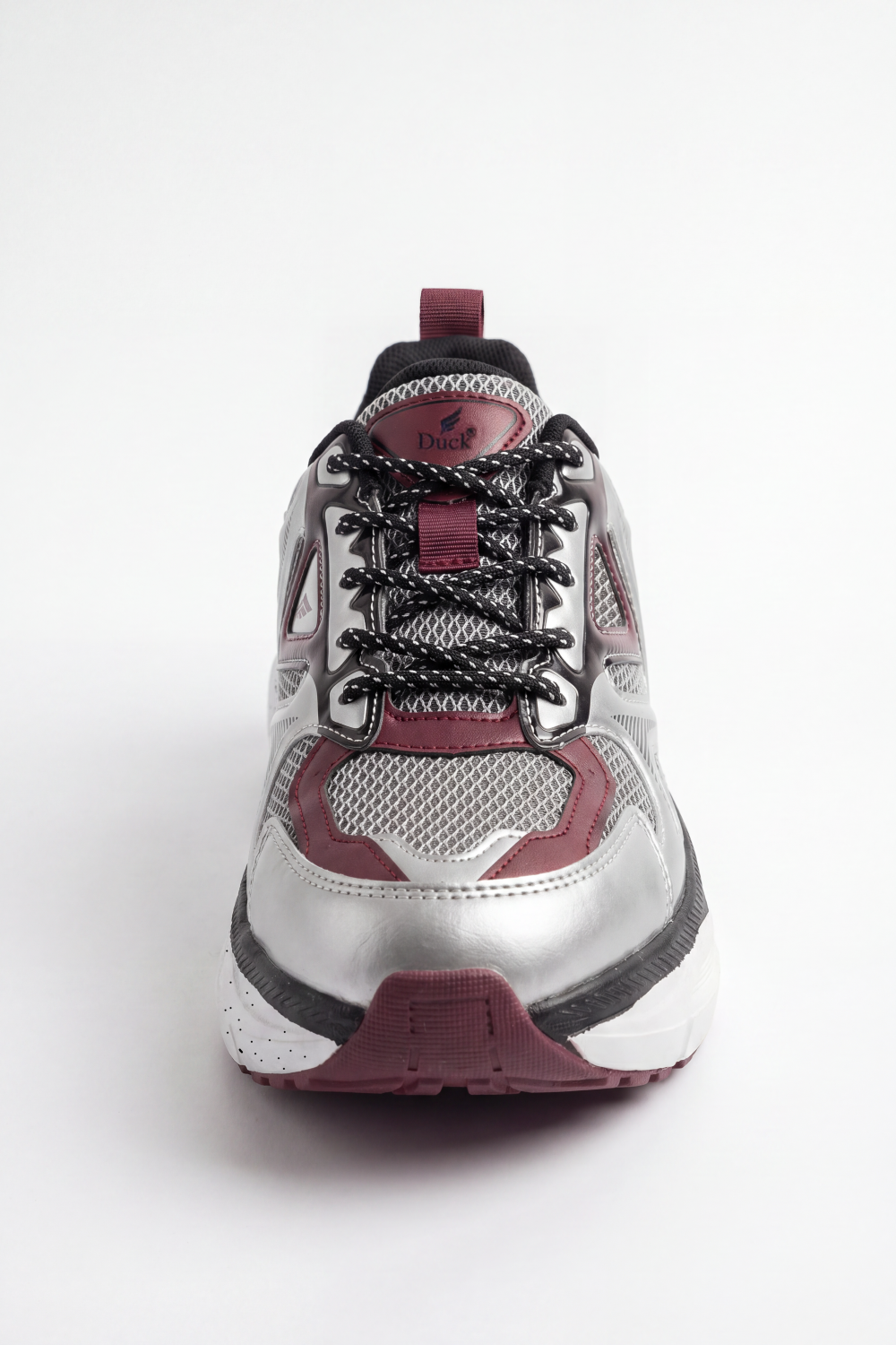 Women's Tomato Store Orbit Runner Sneakers Open Grid Texture Blended With Curved Layer Panels Triangle Side Detail Duck Shoes
