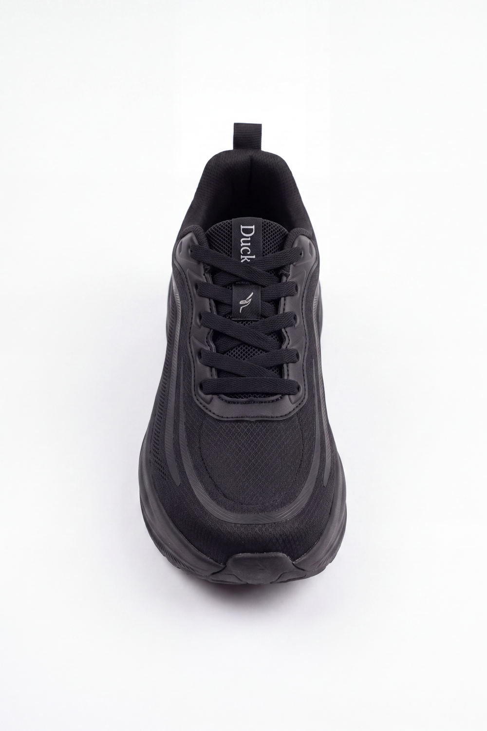 Women's Tomato Store Duck Shoes Stealth Wave Runner Sneakers Curved Wave Overlay Artwork Meets Open Grid Texture Lace Up Front Heel Pull