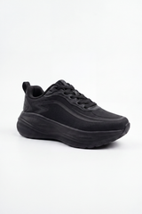 Women's Tomato Store Duck Shoes Stealth Wave Runner Sneakers Curved Wave Overlay Artwork Meets Open Grid Texture Lace Up Front Heel Pull