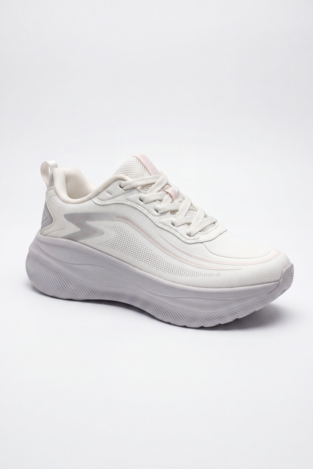 Women's Tomato Store Duck Shoes Stealth Wave Runner Sneakers Curved Wave Overlay Artwork Meets Open Grid Texture Lace Up Front Heel Pull