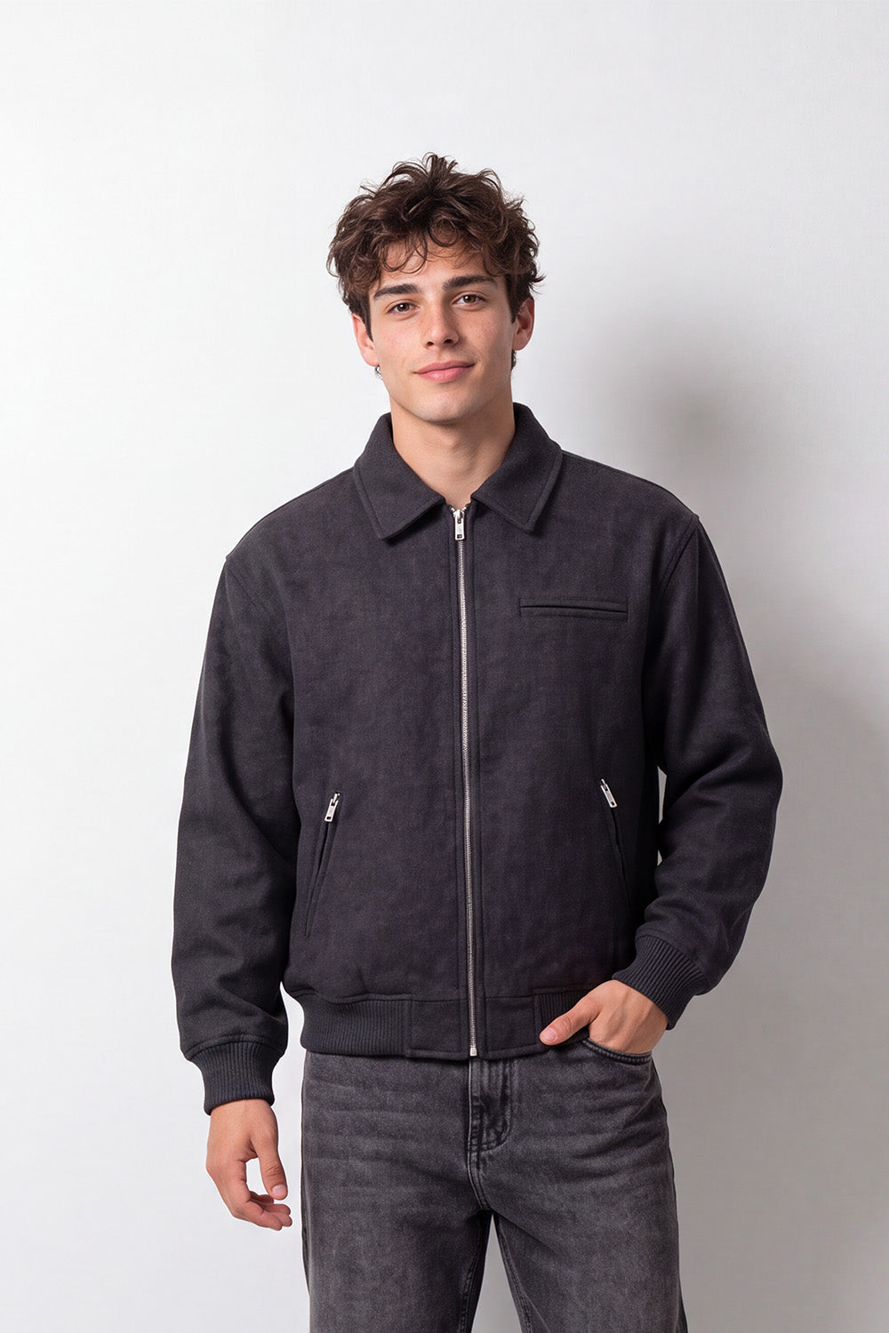 Men's Tomato Store Slim Fit Gokh Jacket Full-Zip Front Chest Welt Pocket