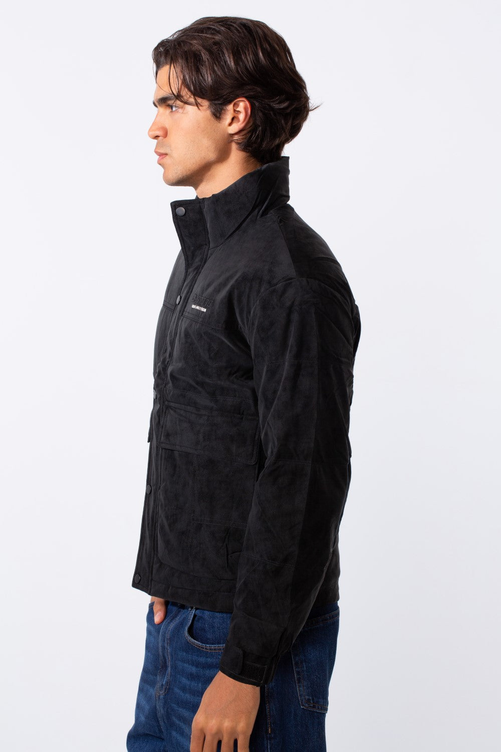 Men's Front Pockets Long Sleeves Text Print Waterproof Jacket