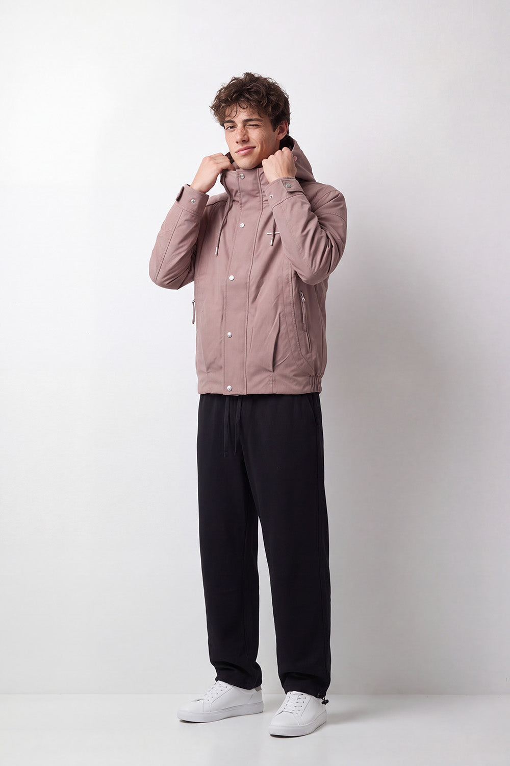 Men's Tomato Store Slim Fit Waterproof Jacket Hooded Design Snap Zip Front