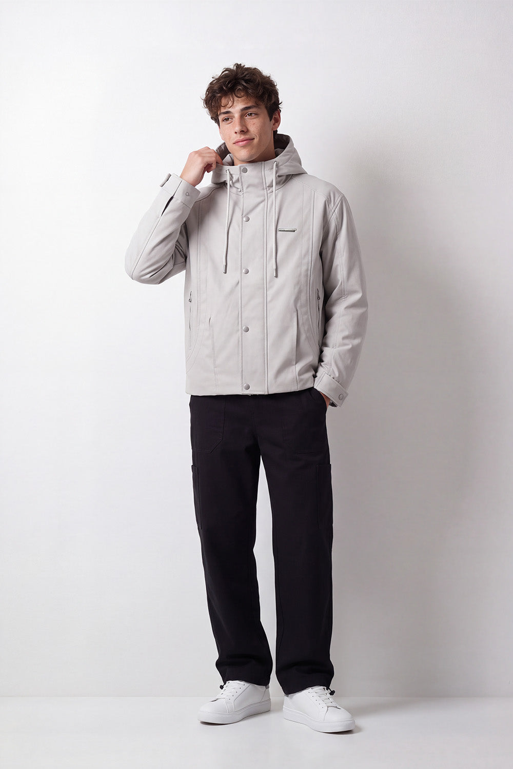 Men's Tomato Store Slim Fit Waterproof Jacket Hooded Design Snap Zip Front