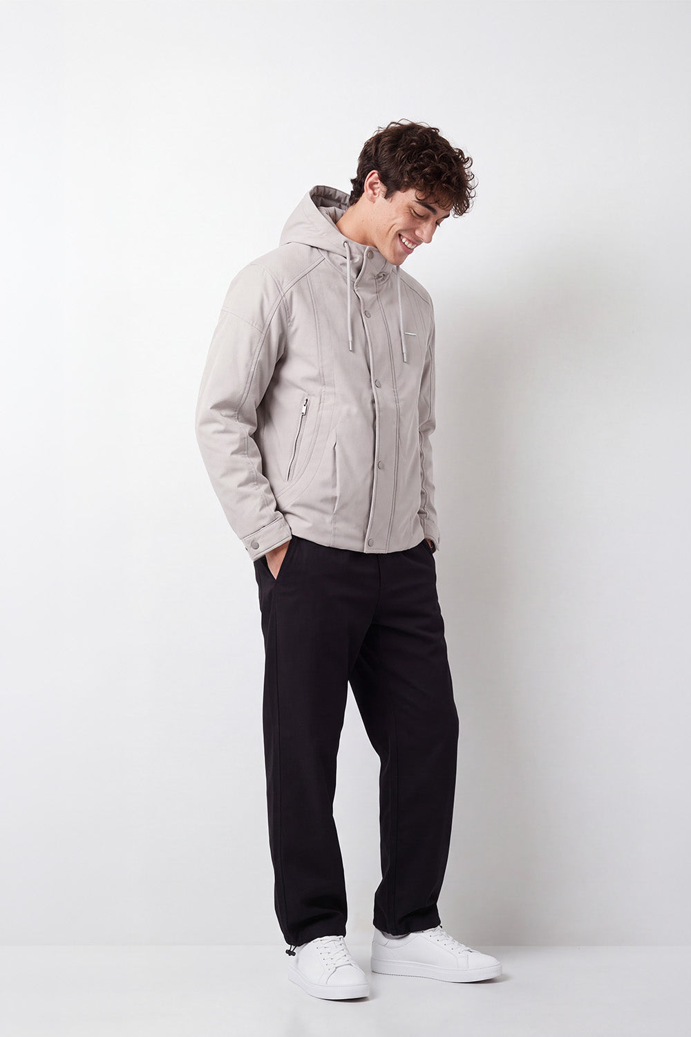 Men's Tomato Store Slim Fit Waterproof Jacket Hooded Design Snap Zip Front