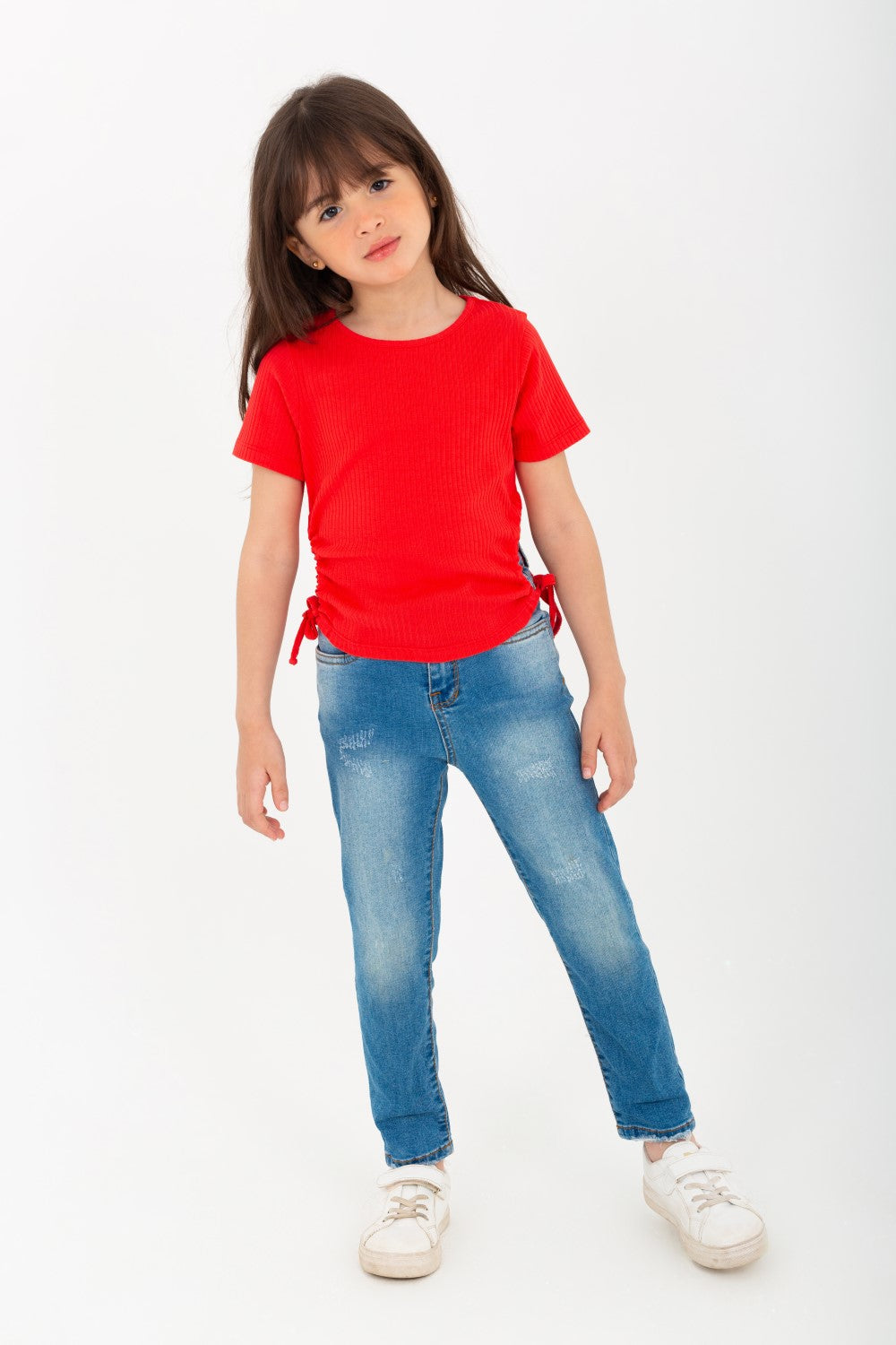 Girls' Ribbed T-shirt With Comfortable Material And A Unique, Distinctive Cut
