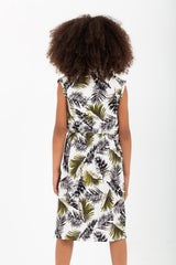 Girls Regular Fit Cut Floral Dress With Elastic Waist