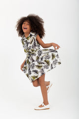 Girls Regular Fit Cut Floral Dress With Elastic Waist