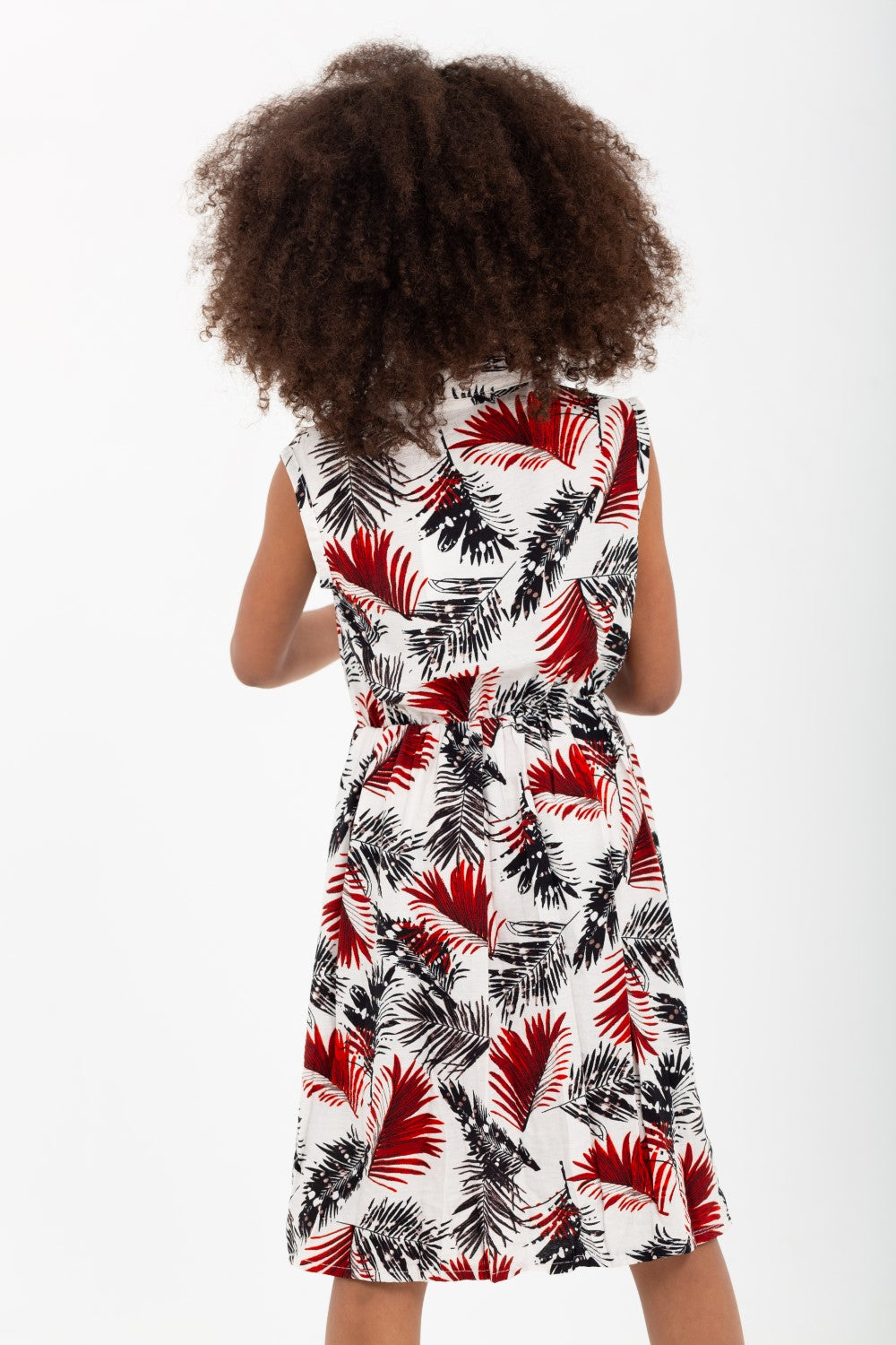 Girls Regular Fit Cut Floral Dress With Elastic Waist