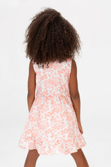 Girls Summer Tomato Casual Floral Sleeveless Dress In Dusty Rose