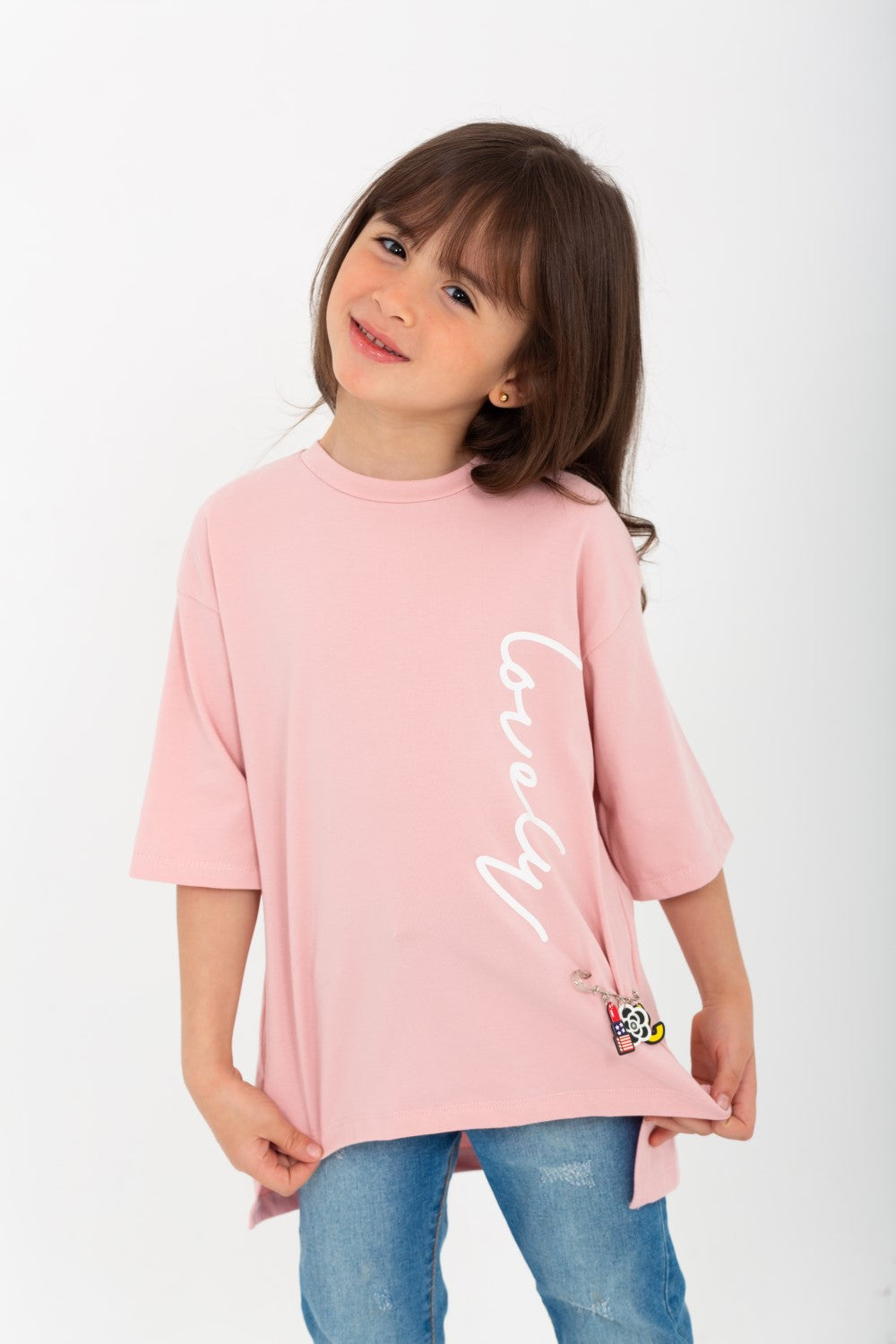 Girl's Summer Casual Short Sleeve Round Neck Oversized Cotton T-Shirt