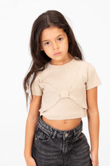 Girl's Milton Short Sleeves Round neck T-shirt With A Bow On The Front