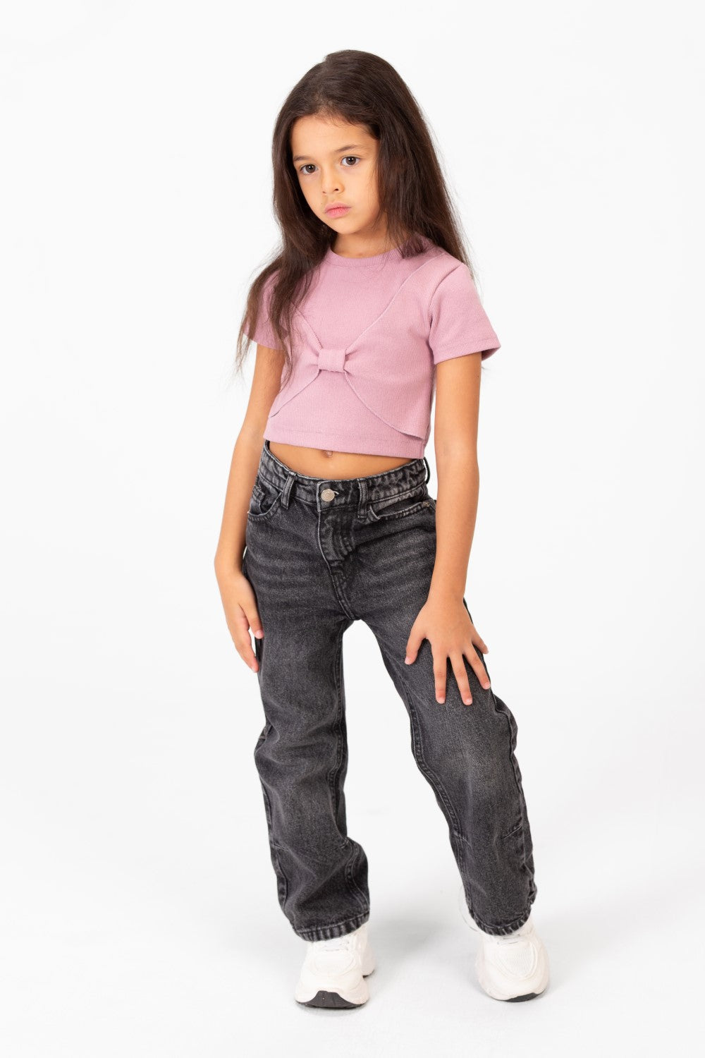 Girl's Milton Short Sleeves Round neck T-shirt With A Bow On The Front