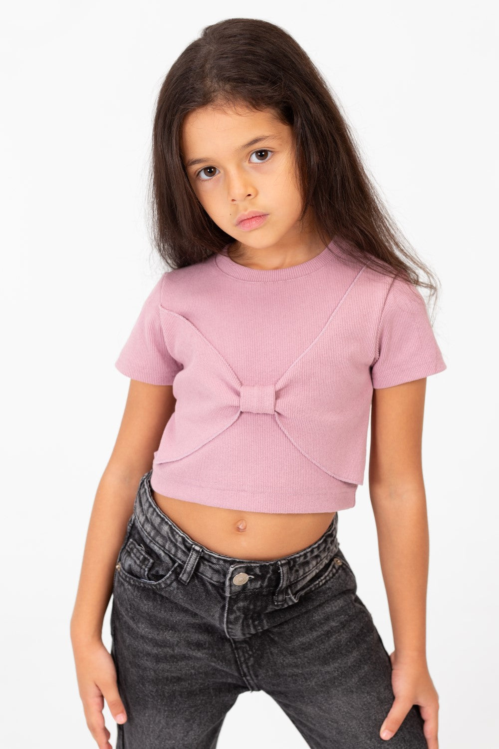 Girl's Milton Short Sleeves Round neck T-shirt With A Bow On The Front