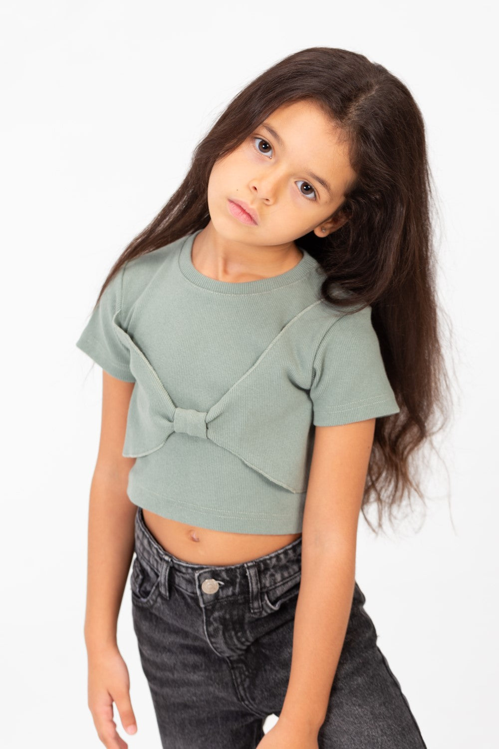 Girl's Milton Short Sleeves Round neck T-shirt With A Bow On The Front