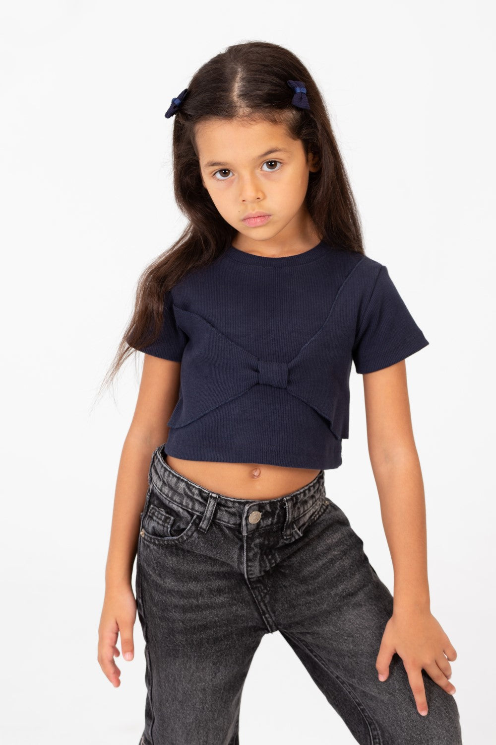 Girl's Milton Short Sleeves Round neck T-shirt With A Bow On The Front