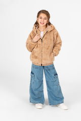 Girl's Fur Full Zip Hooded Jacket