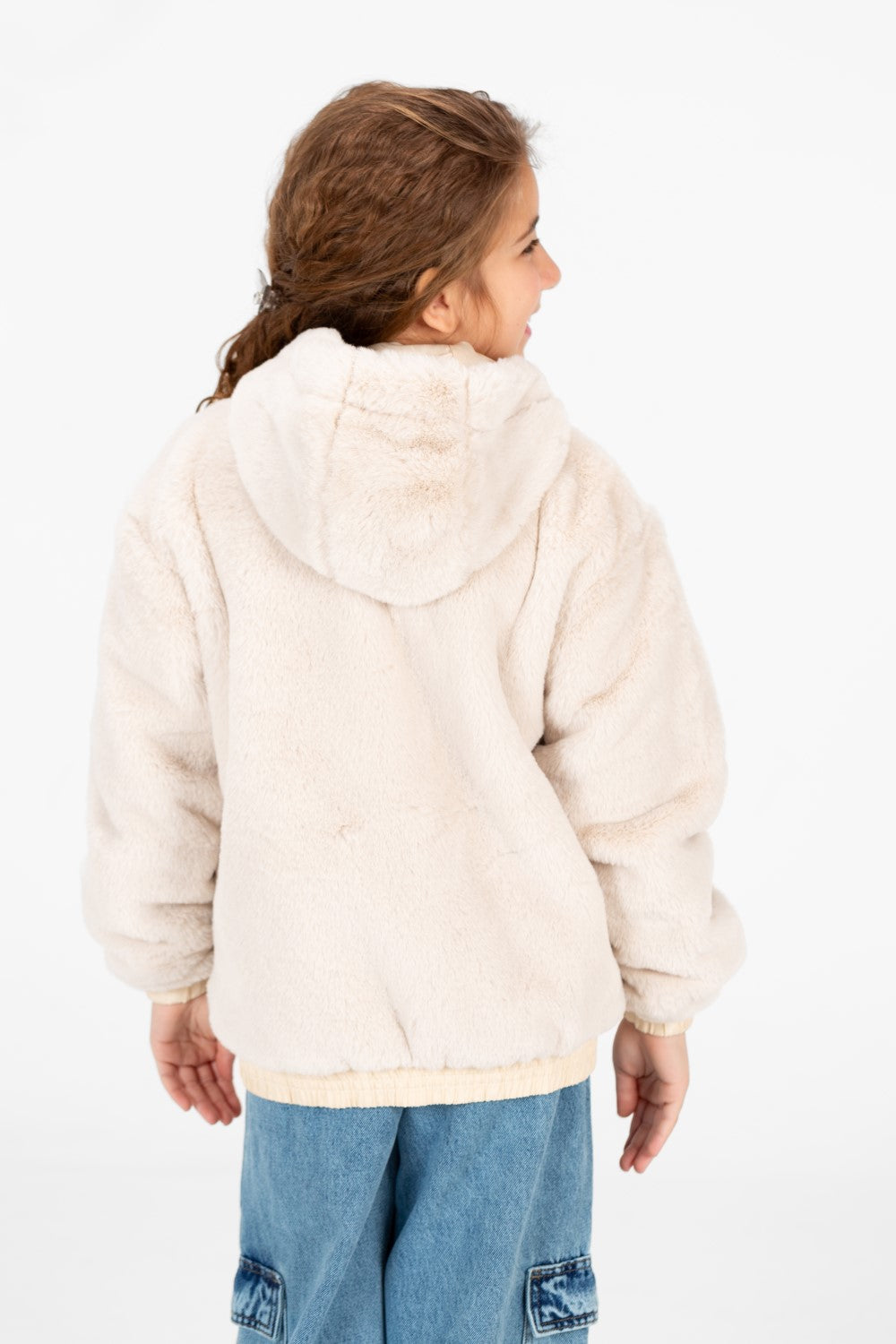 Girl's Fur Full Zip Hooded Jacket