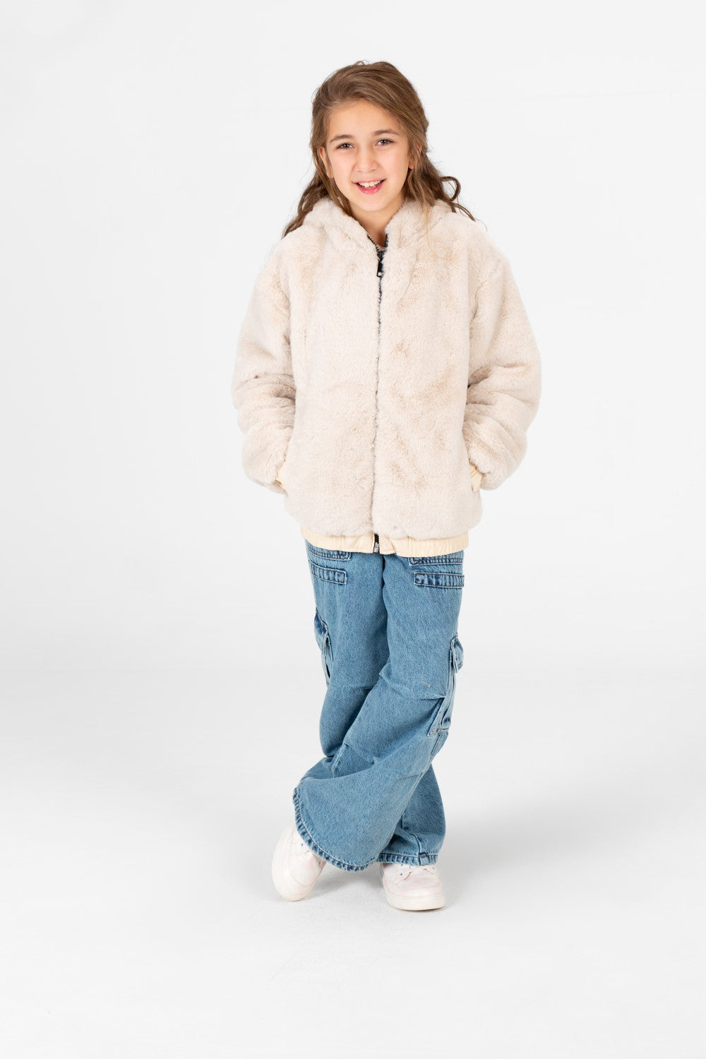 Girl's Fur Full Zip Hooded Jacket