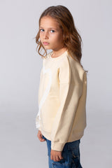 Girl's Slim Fit Round Neck Sweatshirt With A Heart Print On The Front