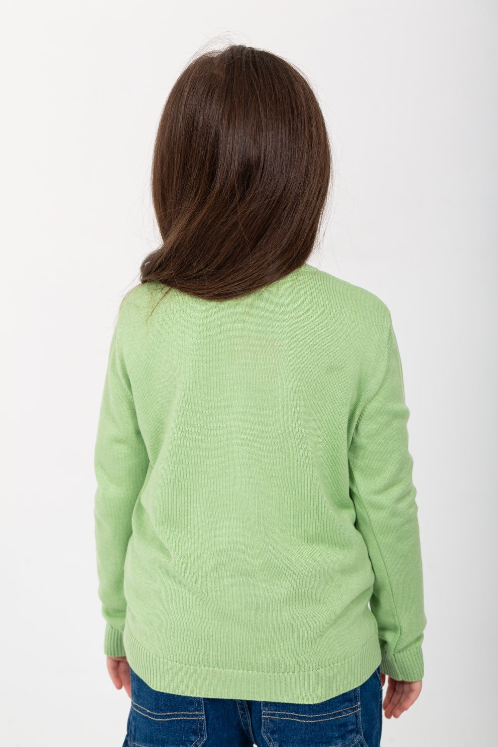 Girl's Rounded Neck Padded With Unqiue Modern Pattern Pullover