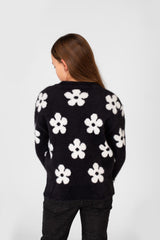 Girl's Floral Printed Round Neck Pullover In A Modern Cut