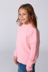 Girl's knitted Long Sleeves Round Neck Sweater Pullover