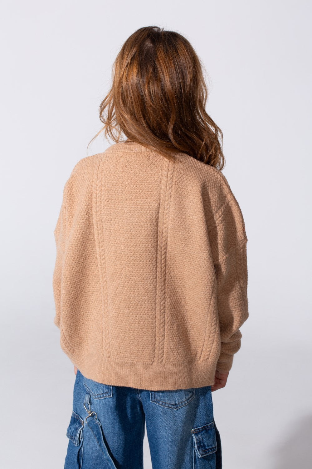 Girl's knitted Long Sleeves Round Neck Sweater Pullover