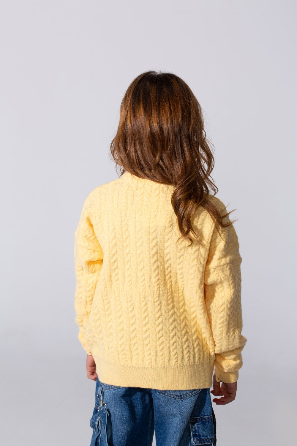 Girl's Tomato Knitted Pullover With A Round Neck And Long Sleeves