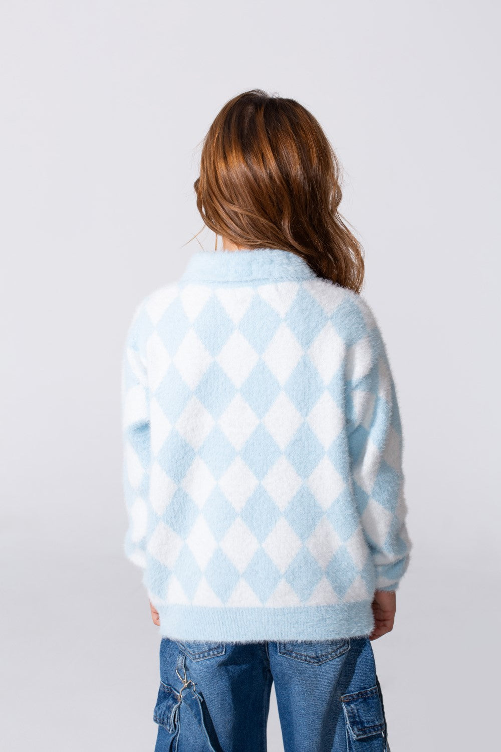 Girl's Jumper Pullover With Front Buttons And Long Sleeves