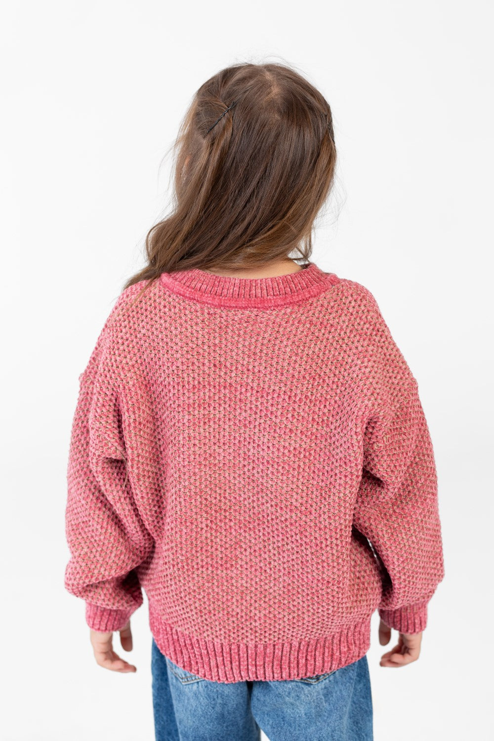 Girl's Velvet Pullover With Round Neck And Long Sleeves