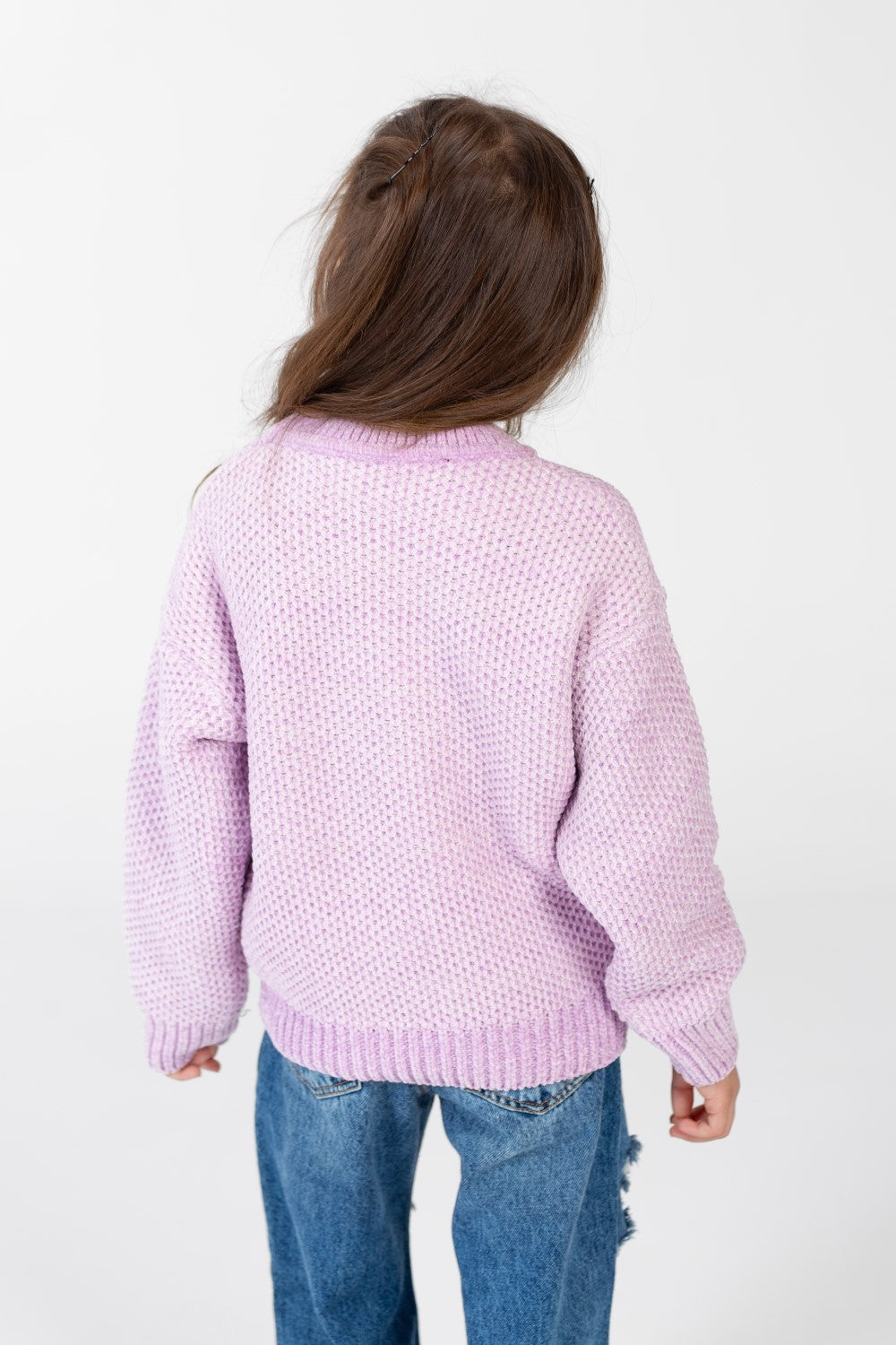 Girl's Velvet Pullover With Round Neck And Long Sleeves