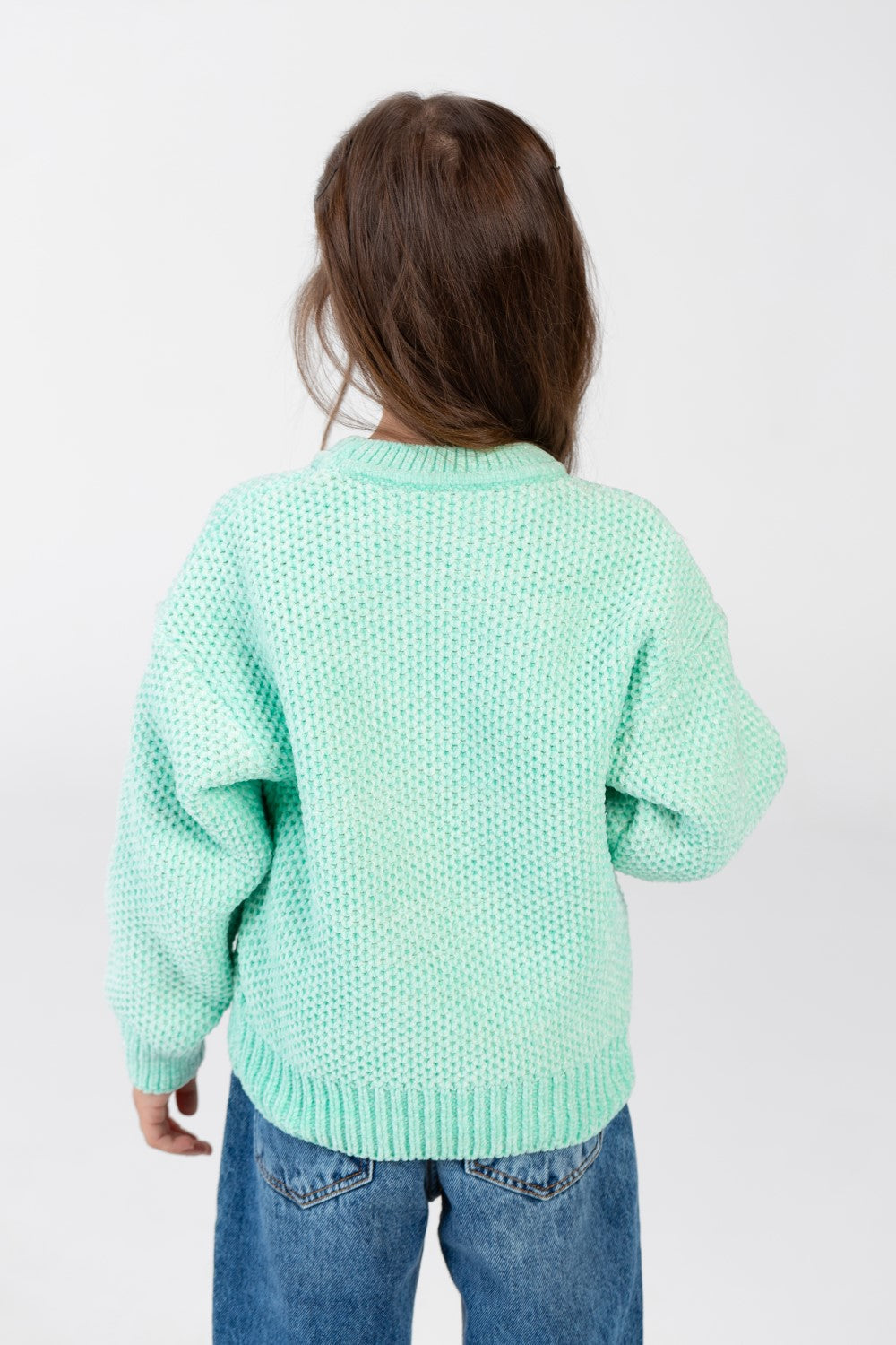 Girl's Velvet Pullover With Round Neck And Long Sleeves