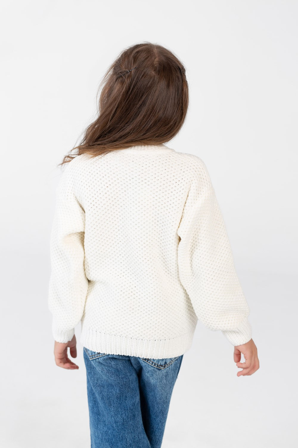 Girl's Velvet Pullover With Round Neck And Long Sleeves