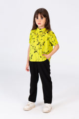 Girls Regular Fit Floral Blouse With A Chain Around The Neck