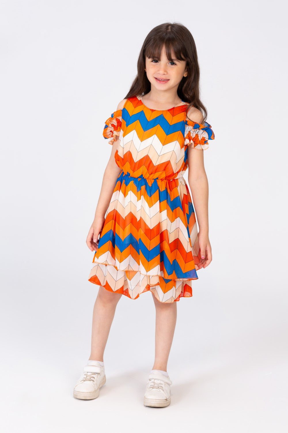 Girls Regular Fit Colorful Dress With A Unique Cut