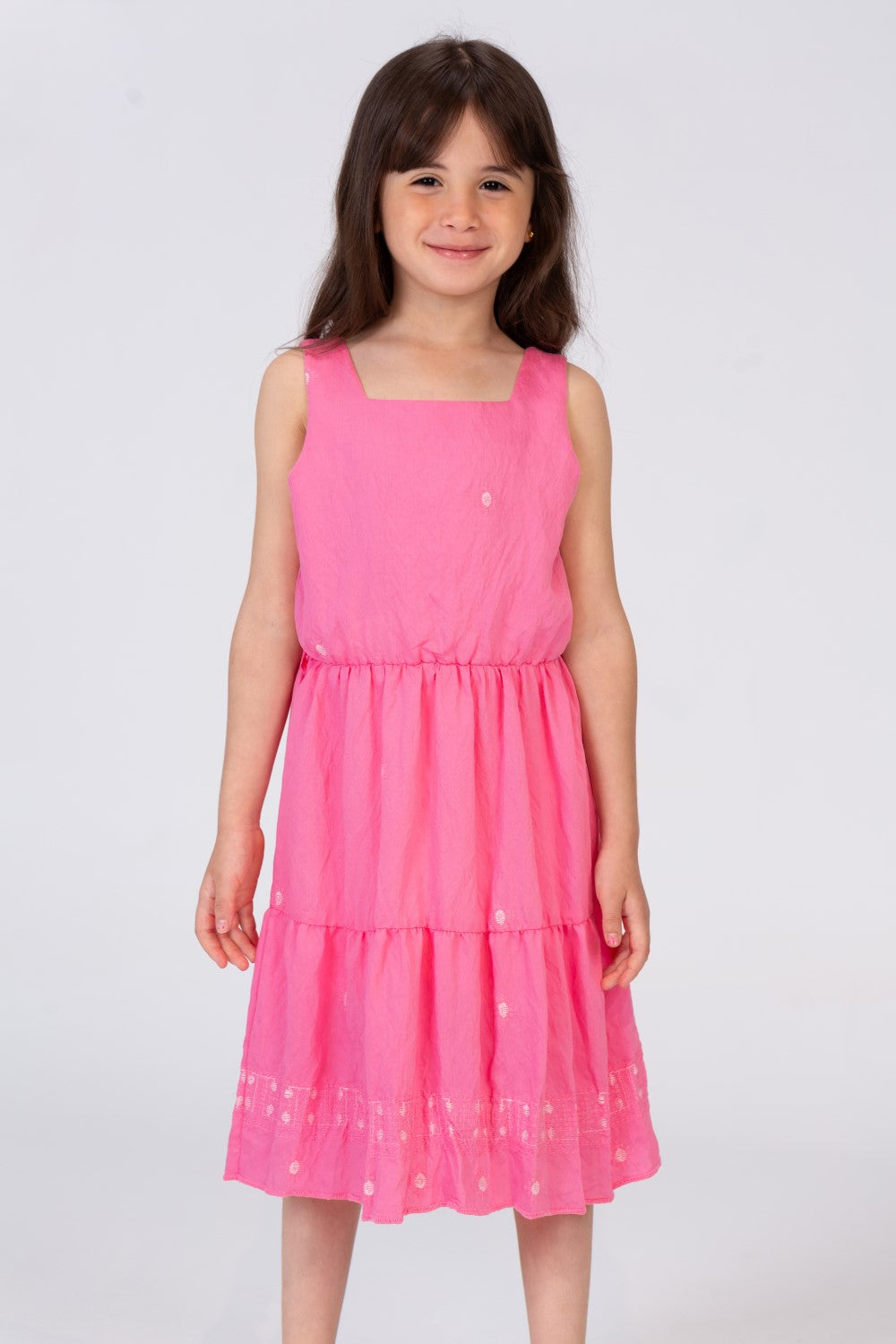 Girls Regular Fit Cut Dress With Ruffles At The Bottom