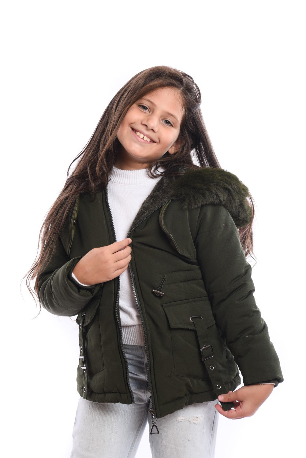 Girls Waterproof Padded With Front Pockets Jacket