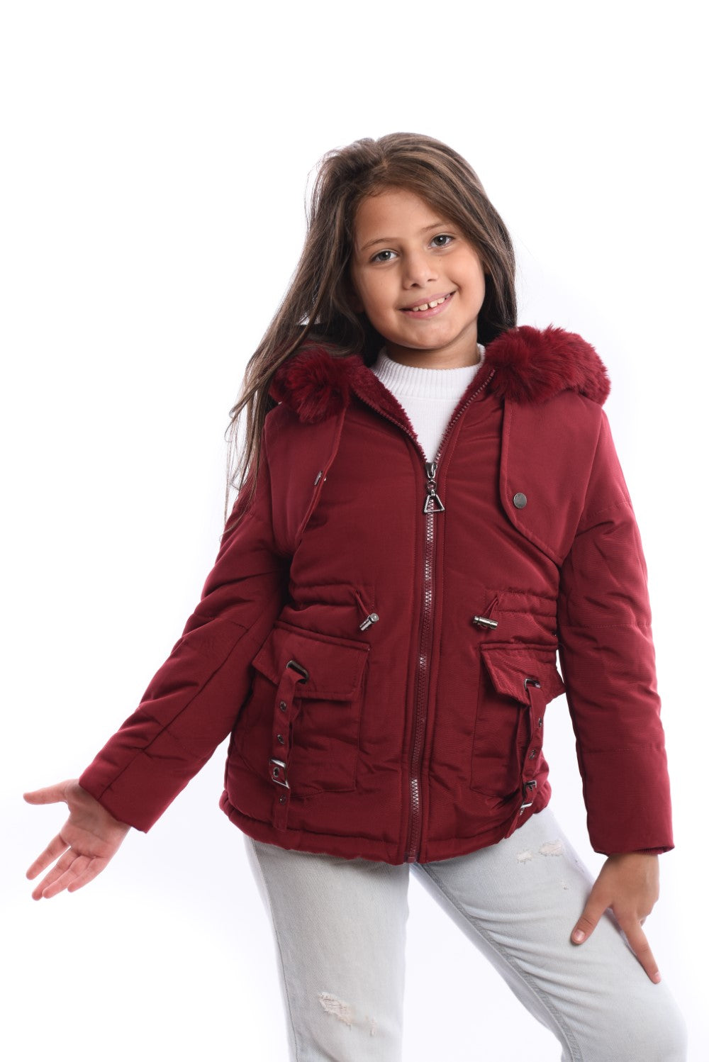 Girls Waterproof Padded With Front Pockets Jacket