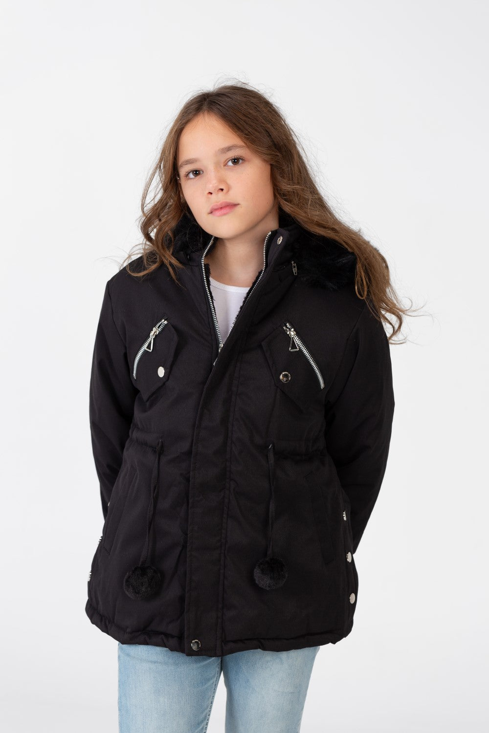 Girl's Waterproof Zip-Up Jacket With Long Sleeves