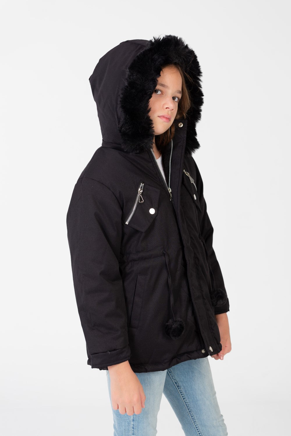 Girl's Waterproof Zip-Up Jacket With Long Sleeves