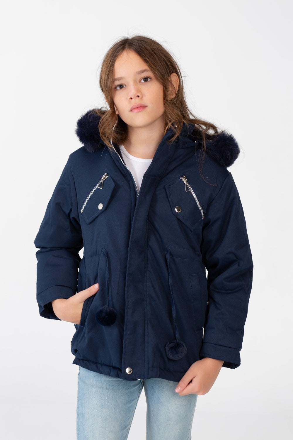 Girl's Waterproof Zip-Up Jacket With Long Sleeves